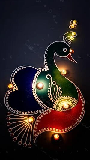Peacock Diwali Rangoli 2026 wallpaper